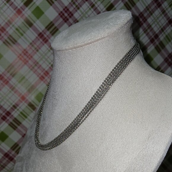 Silver Tone Multi Strand Choker Necklace Vintage Costume Jewelry #100 - Picture 5 of 9